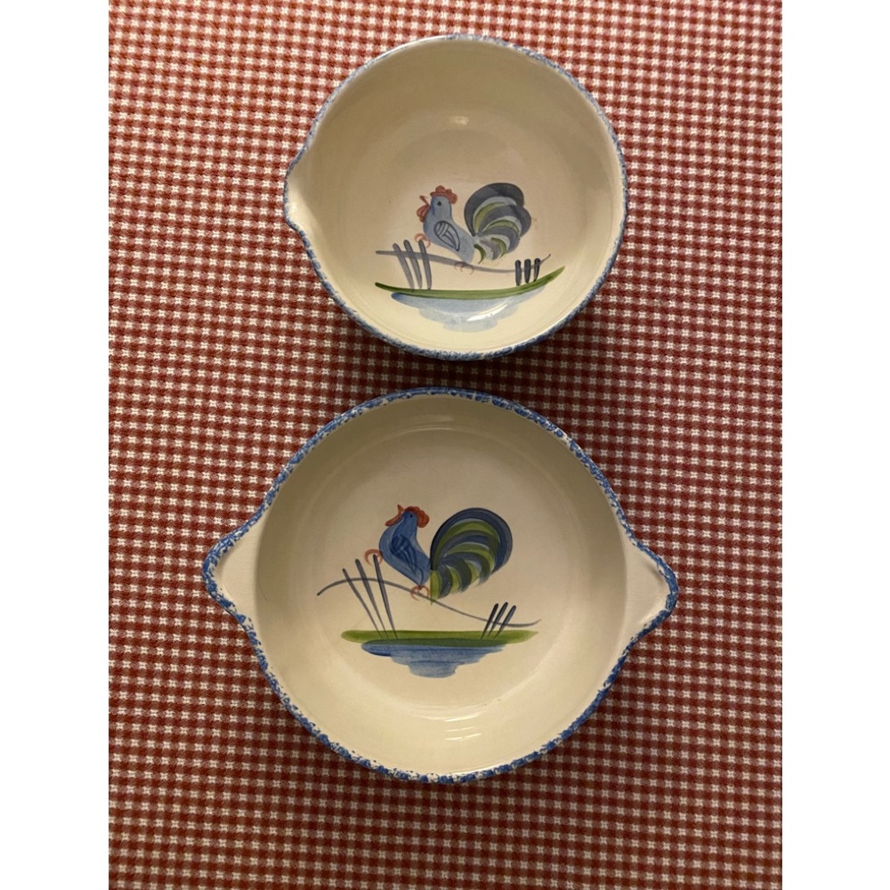 Vintage Rooster LA Pottery Bowls-2 DIFFERENT SIZE BOWLS